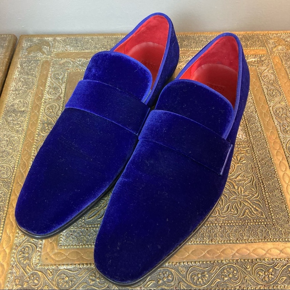 Hugo Boss shoes blue "Evelt" velvet loafers oxfords slippers dress men's size 9